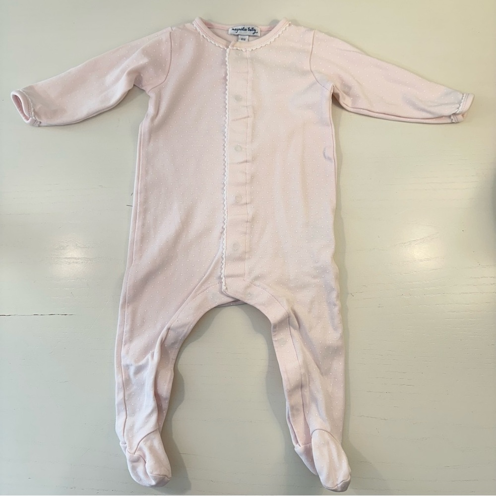 Magnolia Baby Pink Bitty Dot Footie 6M